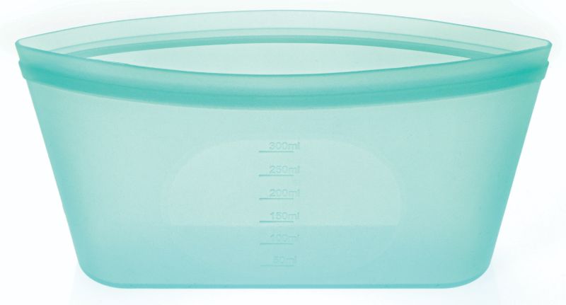 Avanti Pinch & Lock Bag 300ml in blue, eco-friendly silicone with airtight seal, suitable for microwave, oven, and dishwasher.