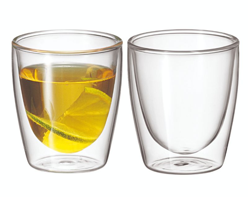 Avanti Twin Wall Glass Caffe set of 2, 150ml, ideal for maintaining drink temperature without condensation or burns.