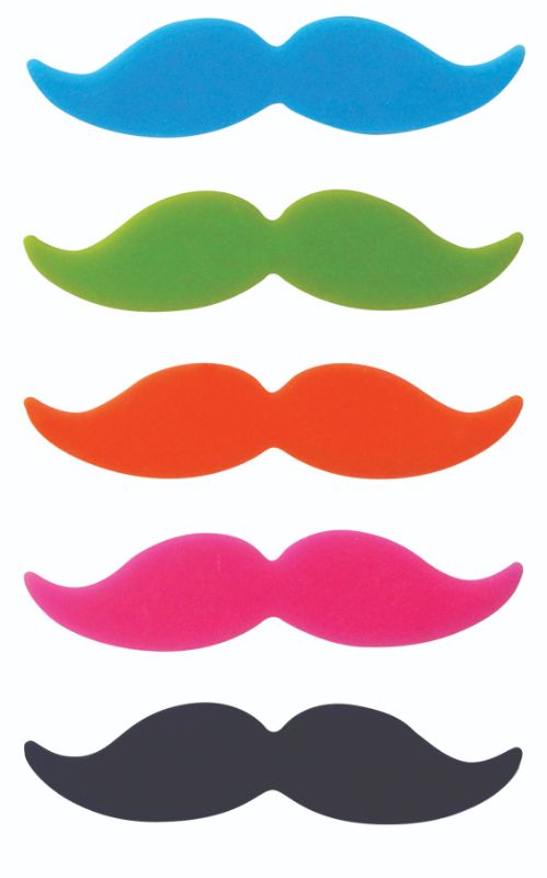 Colorful silicone moustache-shaped drink markers for easy identification at parties, perfect for wine lovers and gatherings.