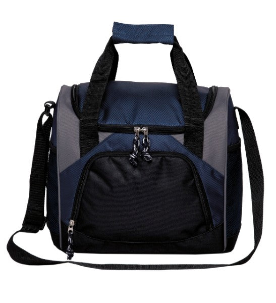 Bistro Cooler Bag in navy, black, and grey; durable, insulated, 18L capacity, perfect for outdoor adventures and picnics.