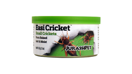 Nutritious Jurassi Diet Easi Cricket Small for reptiles, with soft, moist crickets mimicking live prey.