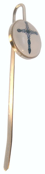 Elegant chrome-plated Bookmark Cross in a black gift box, perfect for stylishly marking pages in books.