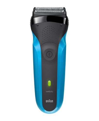 Braun Series 3 Flex Shaver - Wet/Dry with 3 pressure-sensitive elements, ergonomic design, and waterproof for versatile use.