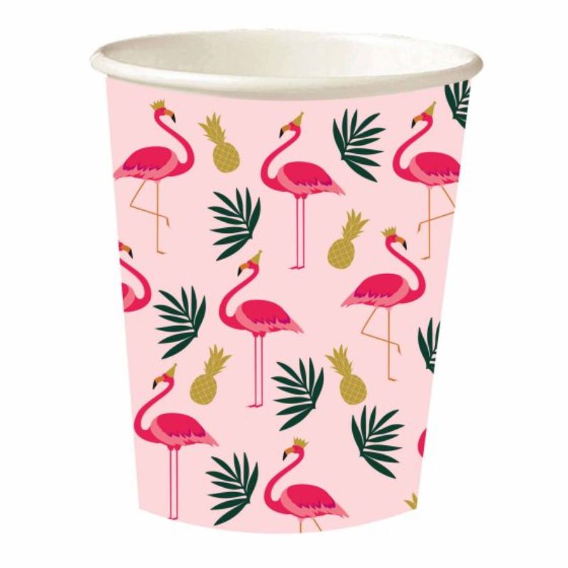 Flamingo 250ml Paper Cups - Pack of 8