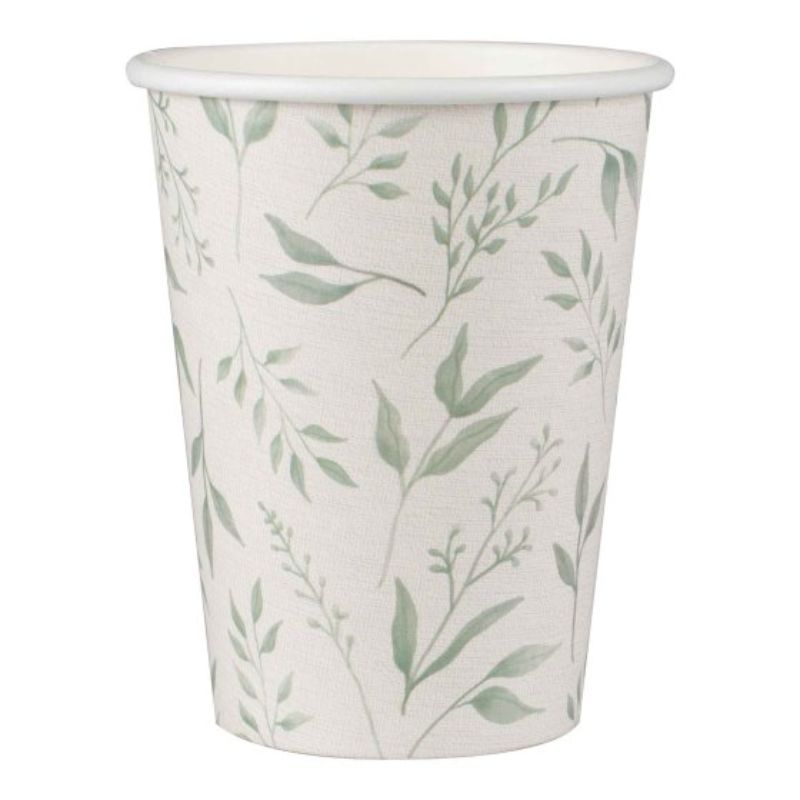 Christening White & Green Christening Paper Cups - Pack of 8