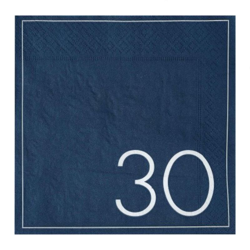 Mix it Up Navy 30th Birthday Milestone Paper Napkins - Pack of 16