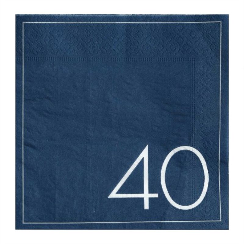 Mix it Up Navy 40th Birthday Milestone Paper Napkins - Pack of 16