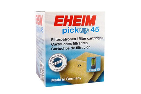 Eheim Pickup 45 cartridge 2pk for clean, clear aquariums; dual-layer filtration for fresh and saltwater tanks.