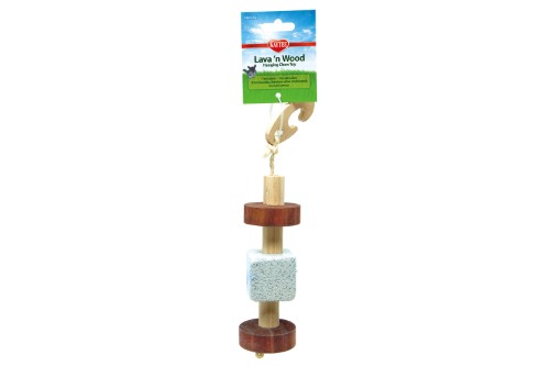 Small Animal Chew Toy - KT Natural Lava & Wood Hanging Toy