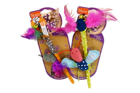 Interactive cat toy featuring twirling, whirling motion and infused with catnip for endless playtime fun.
