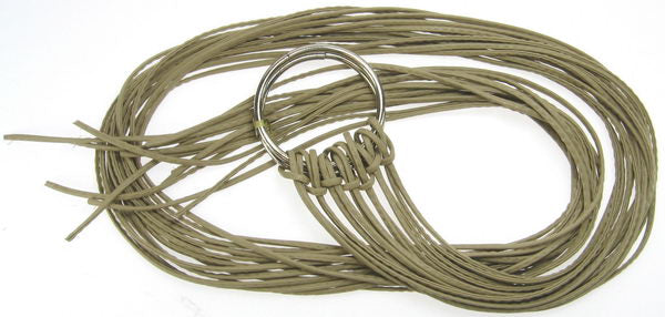 Elegant camel belt with double-ring design, perfect for adding sophistication to any outfit.