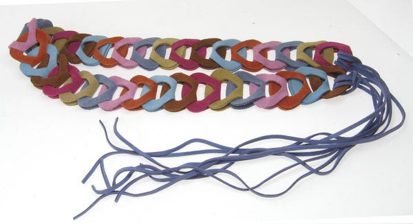 Multicoloured leather belt showcasing a vibrant design, perfect for enhancing casual and formal outfits.