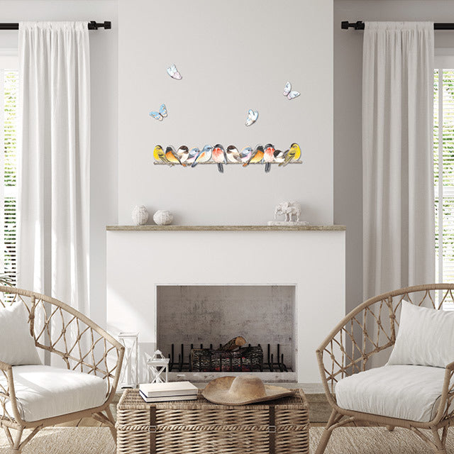 Colorful Kiwiana birds and butterflies wall art set, perfect for indoor and outdoor decor, celebrating New Zealand's wildlife.