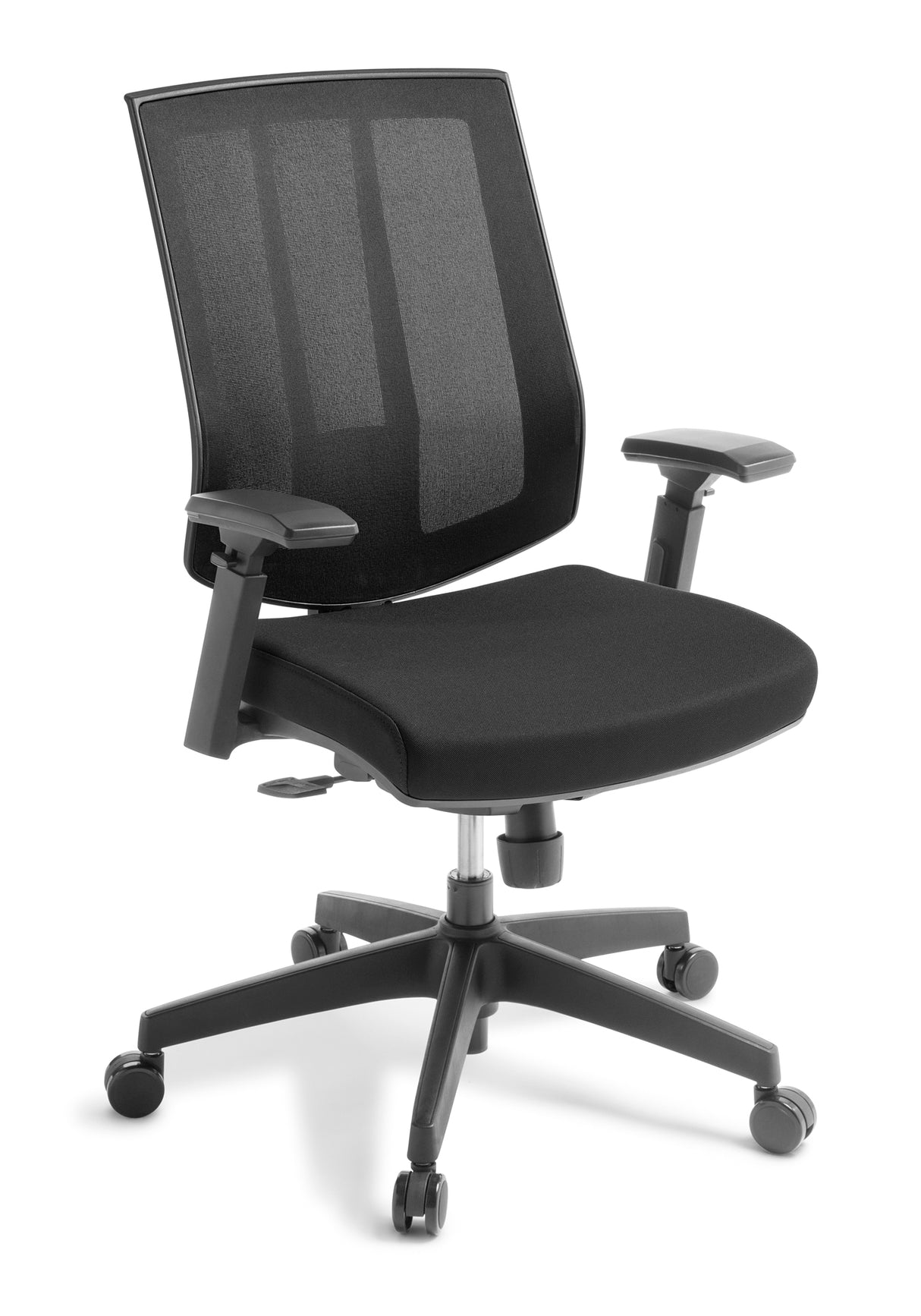Rally with Arms chair showcasing high backrest, mesh fabric, adjustable features, and ergonomic design for modern offices.