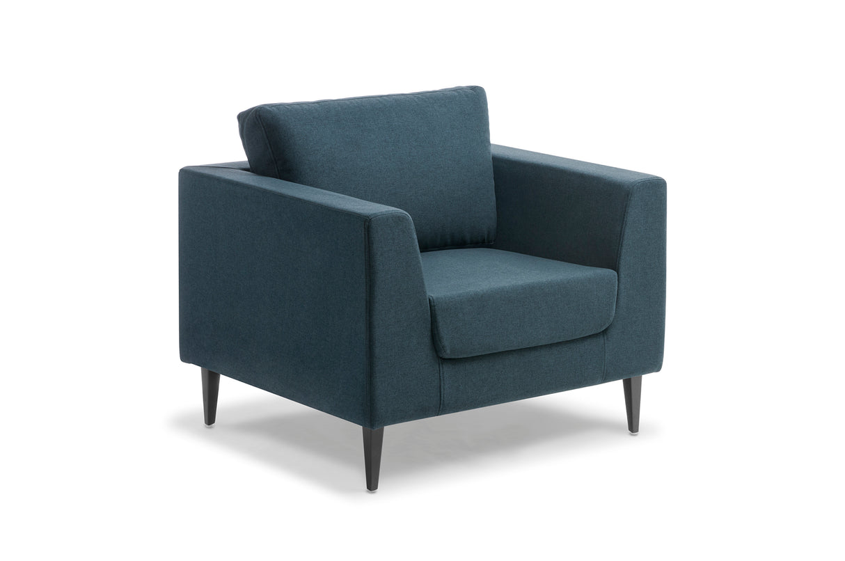 Modern Shanghai Chair with black feet, featuring deluxe cushioning, perfect for reception and corporate spaces.