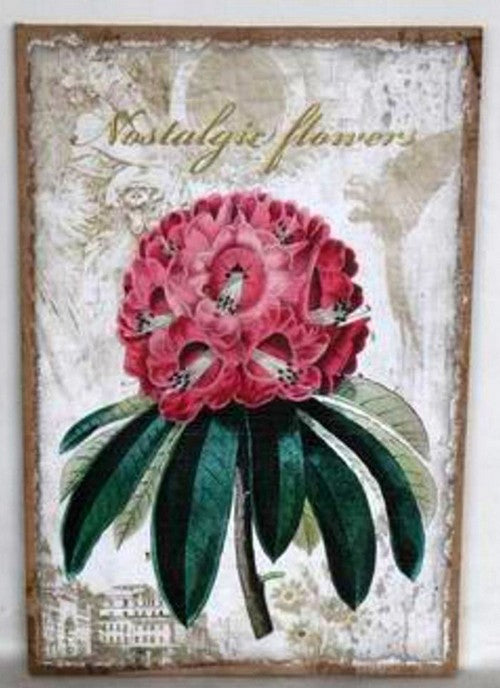 Linen canvas art depicting nostalgic pink flowers, framed and lightweight for easy wall display, measuring 60 x 90 cm.