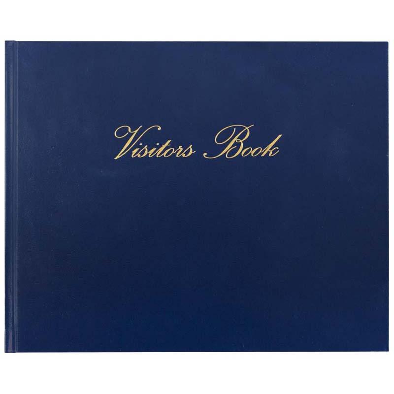 Collins Visitors Book VB625 in navy, 232x188mm, with 64 leaves for elegant guest entries and messages.