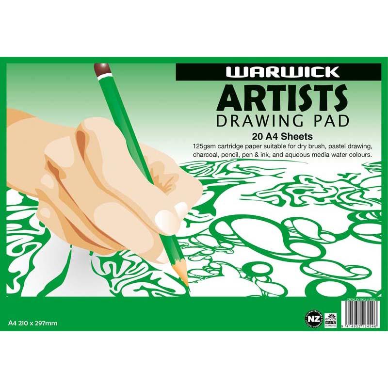 Warwick Pad A4 Artists Drawing 20 Leaf 125gsm