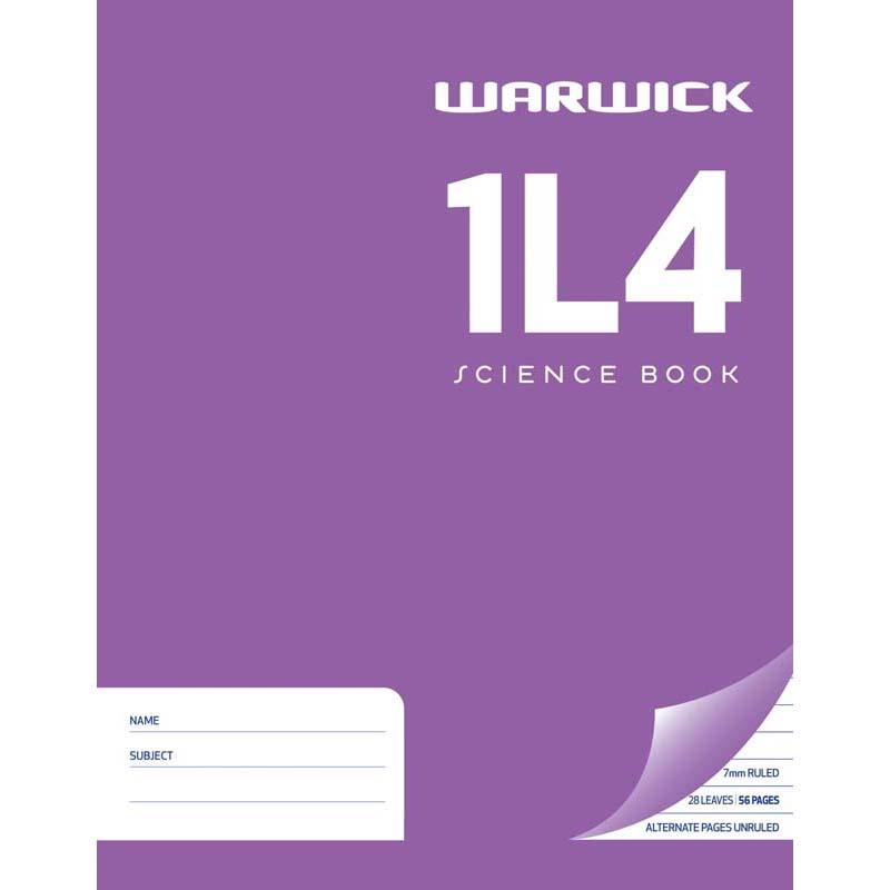 Warwick Exercise Book 1L4, 28 leaf ruled, 7mm lines, compact 230x180mm size for organized note-taking and creativity.