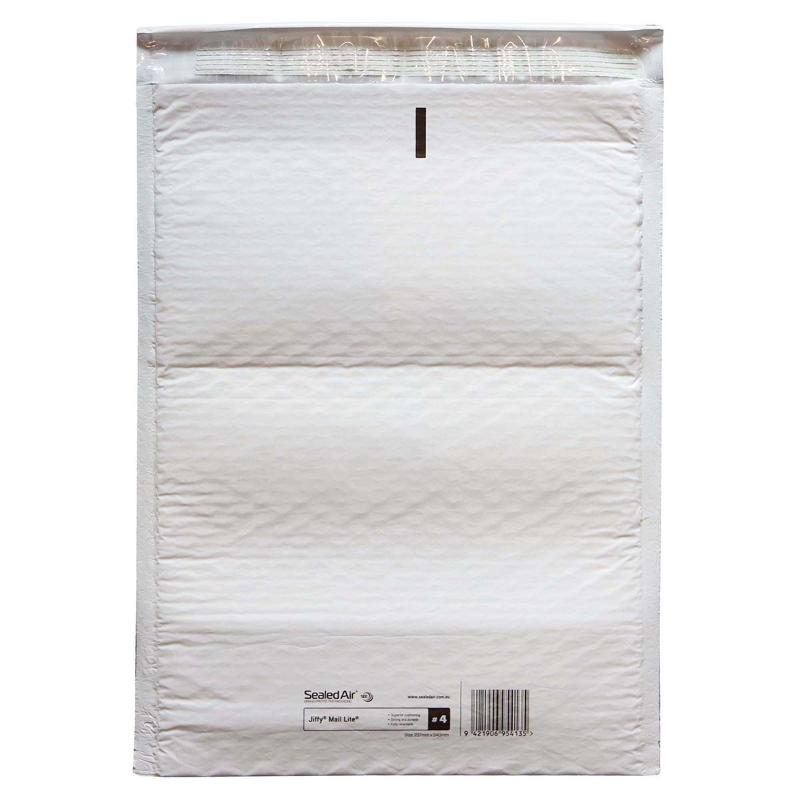 Jiffy Mail Lite Bag Size 4, 232x340mm, eco-friendly bubble bag for shipping fragile items securely and sustainably.