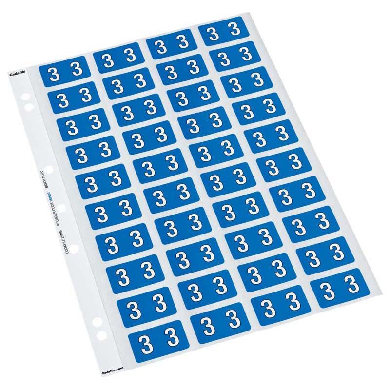 Blue paper labels, 25mm x 42mm, organized in 5 sheets for efficient labeling and easy navigation of files and folders.