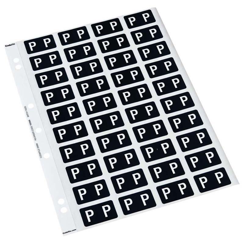 Codafile Label Alpha P 25mm Pack 5 Sheets