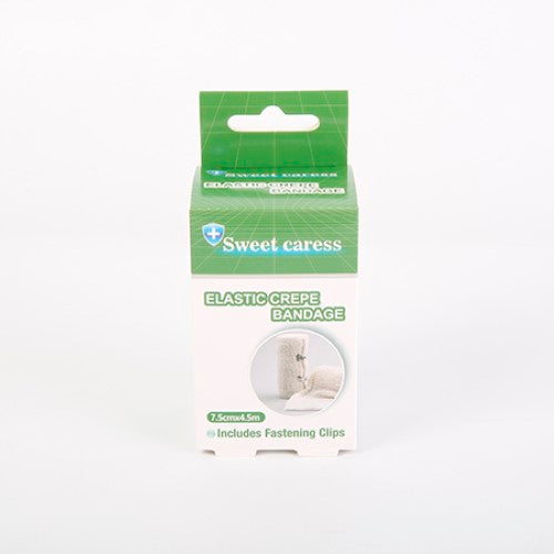"MC Elastic Crepe Bandage 100mm x 4.5m in 12 packs, offering flexible support for injuries and breathable comfort."