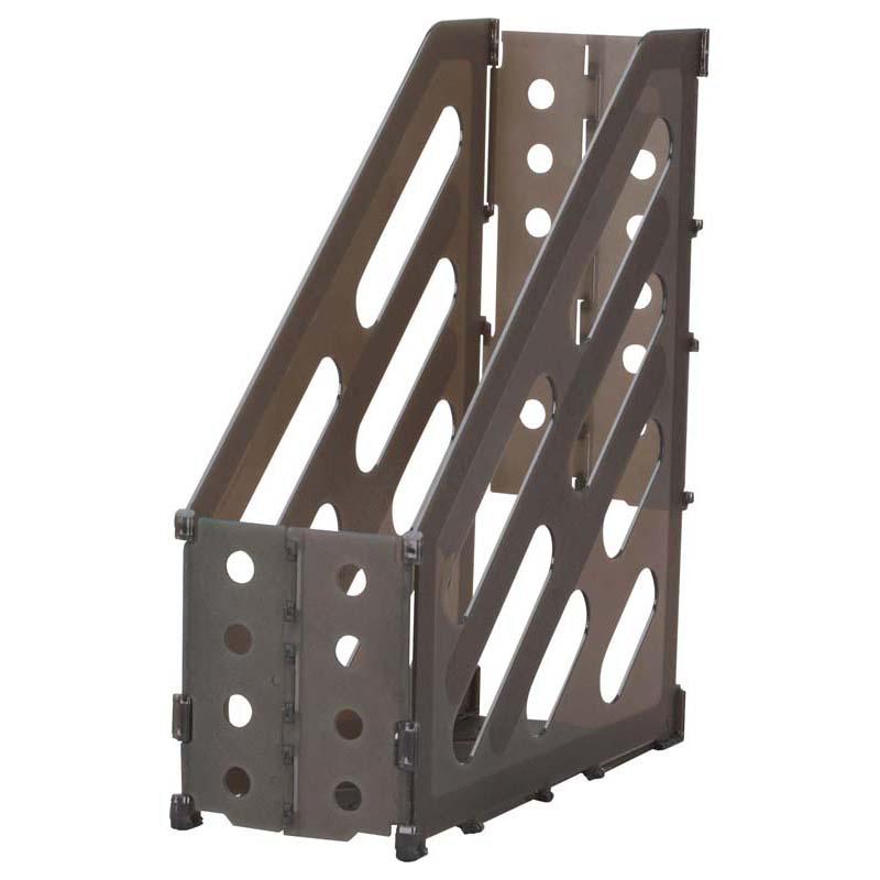 Grey FM Magazine File Collapsible Single, extends from 20mm to 108mm, perfect for organizing magazines and documents stylishly.