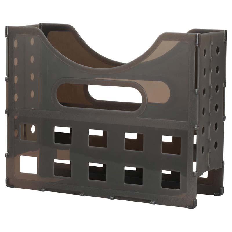 Collapsible grey A4 file box for versatile document storage, extending from 20mm to 110mm, perfect for home or office organization.