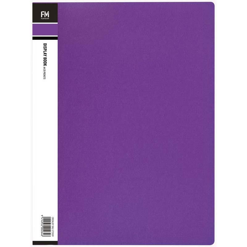 Vibrant Passion Purple A4 display book with 20 secure polypropylene pockets for organized and stylish document presentation.
