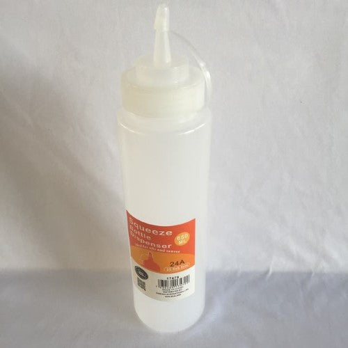 Set of 6 durable 650ml sauce bottles with easy-squeeze nozzles, ideal for storing and dispensing various condiments.