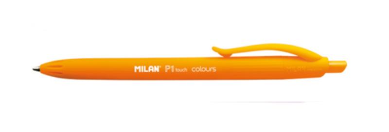 Orange Milan P1 Touch Colours Ballpoint Pen featuring a sleek design, 1 mm tip, and 1200 metre ink capacity for vibrant writing.