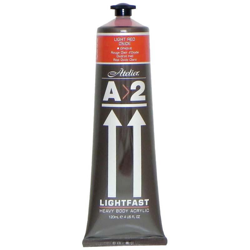 A2 Lightfast Heavybody Acrylic 120ml in Light Red Oxide, perfect for vibrant artwork with excellent brush mark retention.