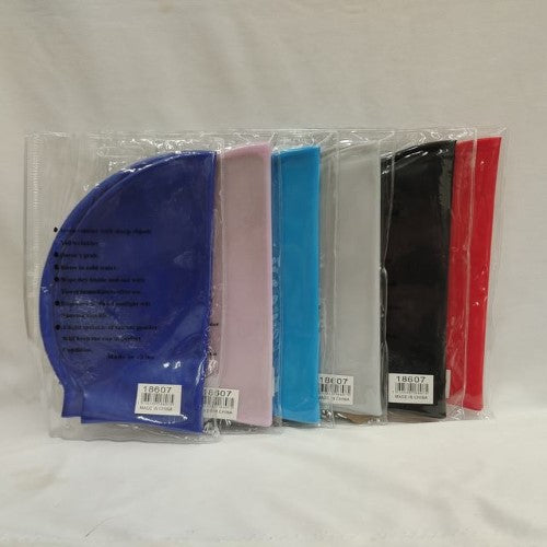 Vibrant set of 12 silicone swimming caps in assorted colors, perfect for comfort, style, and hair protection in the pool.