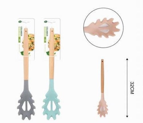 Vibrant set of 12, 32cm strainer spoons for draining liquids; ergonomic, durable, and perfect for any cooking task.