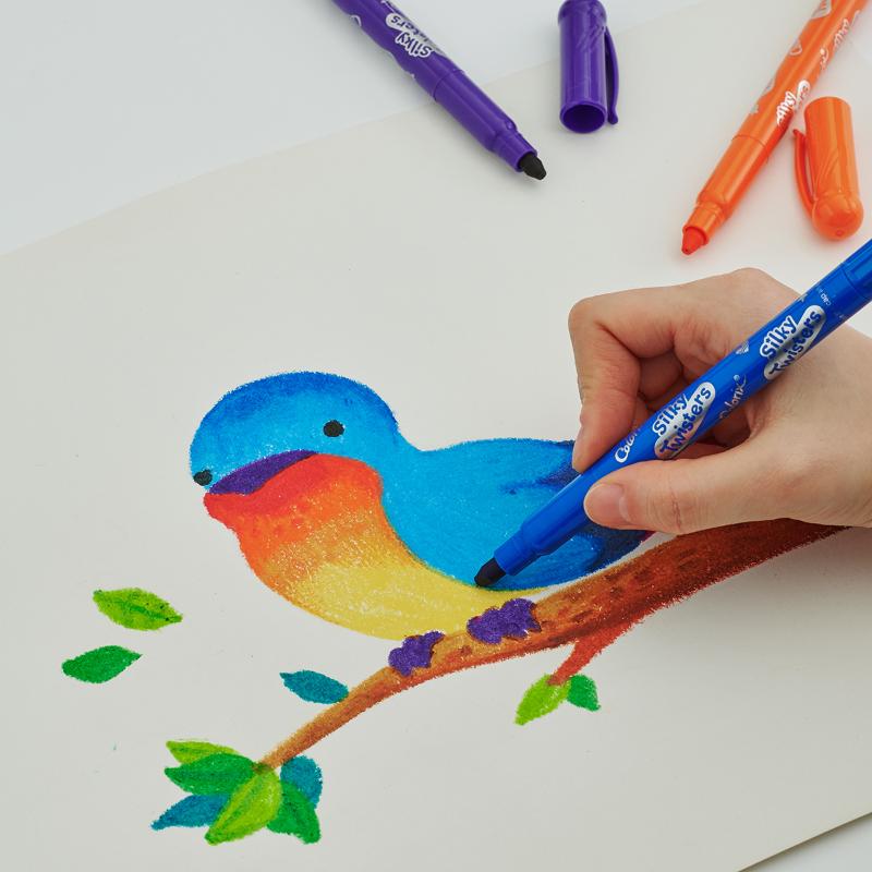 Vibrant pack of 12 water-based crayons with a twistable plastic body for clean, smooth drawing and versatile art techniques.