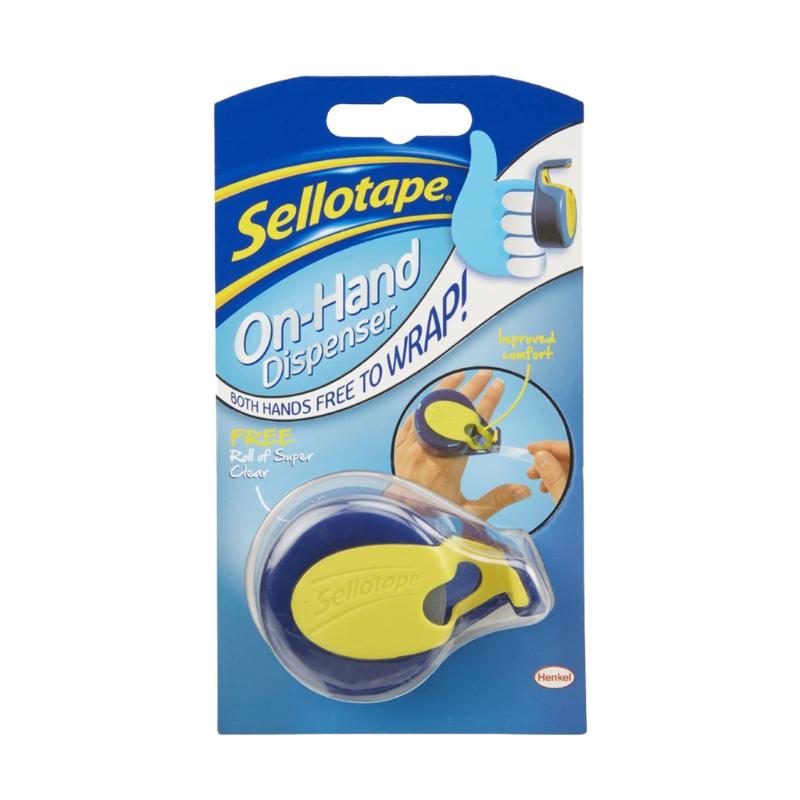 Hands-free Sellotape dispenser designed for comfortable grip and seamless tape application in crafting and gift wrapping.
