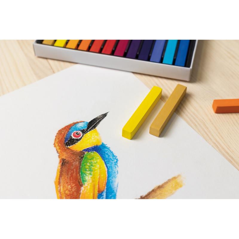 Vibrant 12-pack of Milan Soft Pastels, featuring high-quality pigments for drawing, blending, and creating stunning art.