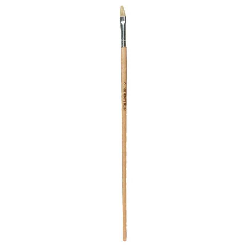 Bockingford FL 8-564 Flat Brush features durable Chinese bristles, aluminum ferrule, and a long lacquered handle for versatile painting.