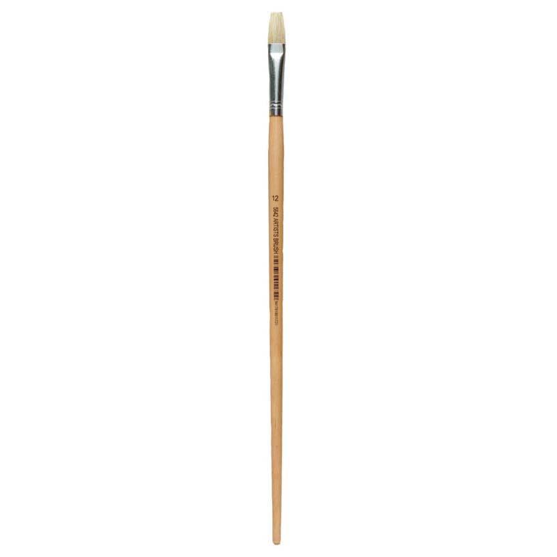 Bockingford FL 12-56 flat brush featuring premium Chinese bristles, aluminum ferrule, and long lacquered handle for precision painting.