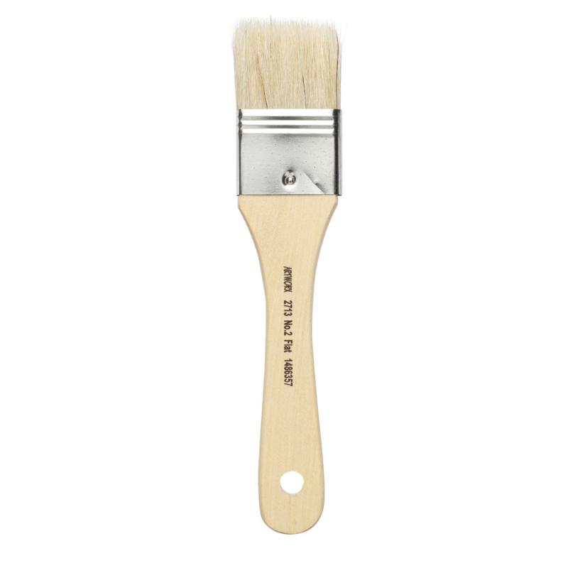 Artworx Paint Brush 2713 Flat Size 2, 40mm hog hair brush for smooth, efficient coverage in various paint mediums.