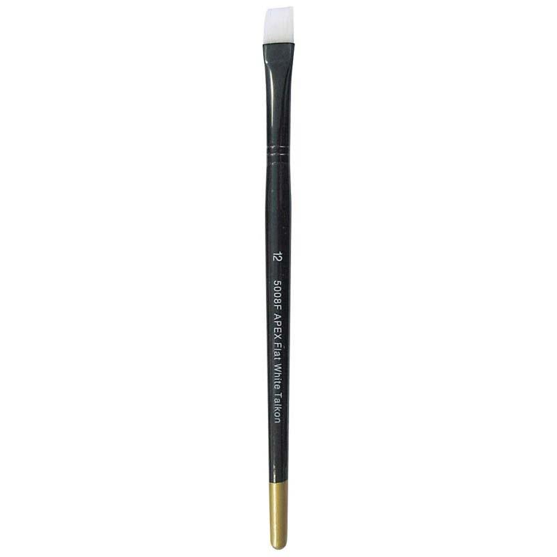 Bockingford 5008F 12 Flat Apex Brush features a Taklon head, durable ferrule, and short handle for precision in painting.