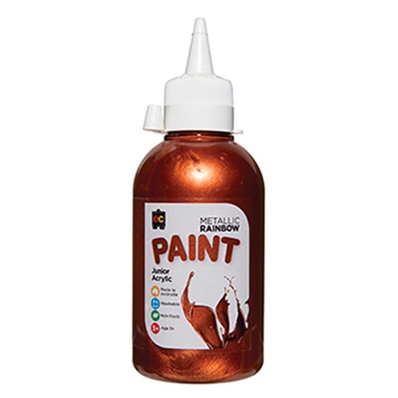 EC Rainbow Acrylic Paint in Copper 250 ml, vibrant non-toxic paint for canvas, crafts, fast-drying, and eco-friendly packaging.