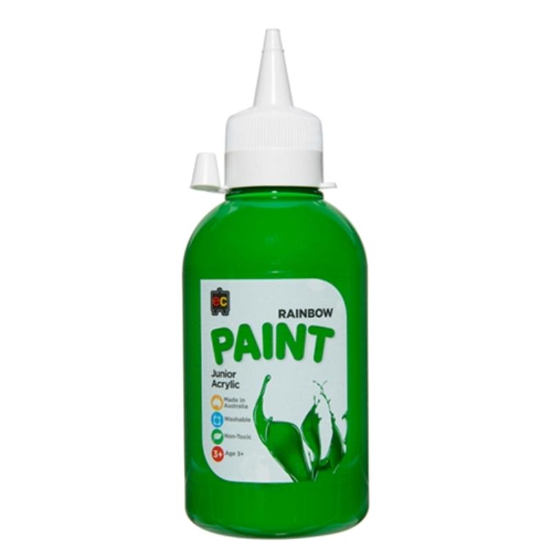 Vibrant Leaf Green 250 ml acrylic paint in eco-friendly bottle, perfect for safe, creative projects for all ages.