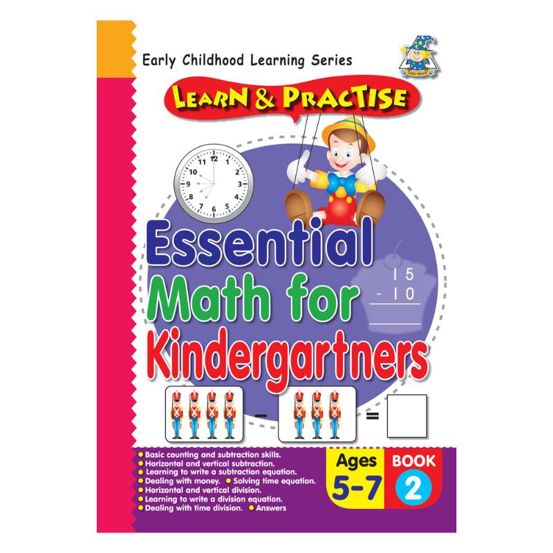 Activity book for ages 5-7, featuring math exercises with vibrant illustrations for engaging foundational learning.