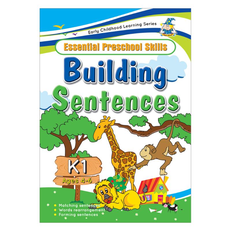 Illustrative cover of Greenhill Activity Book for 4-6 yr olds, focused on building sentences and enhancing language skills.