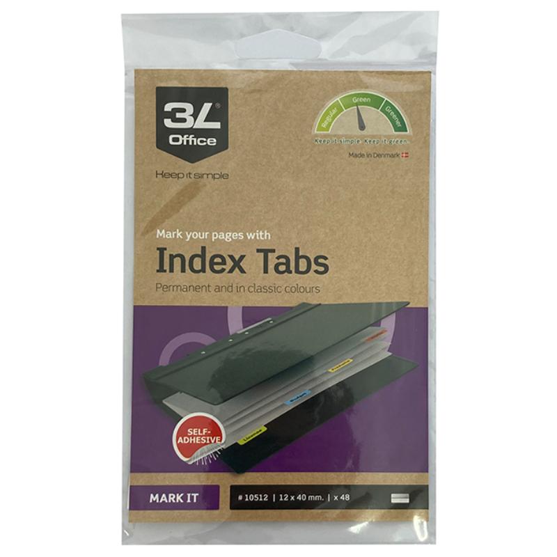 Vibrant 40mm coloured index tabs for efficient document organization, ideal for rapid labeling and categorizing in home or office.
