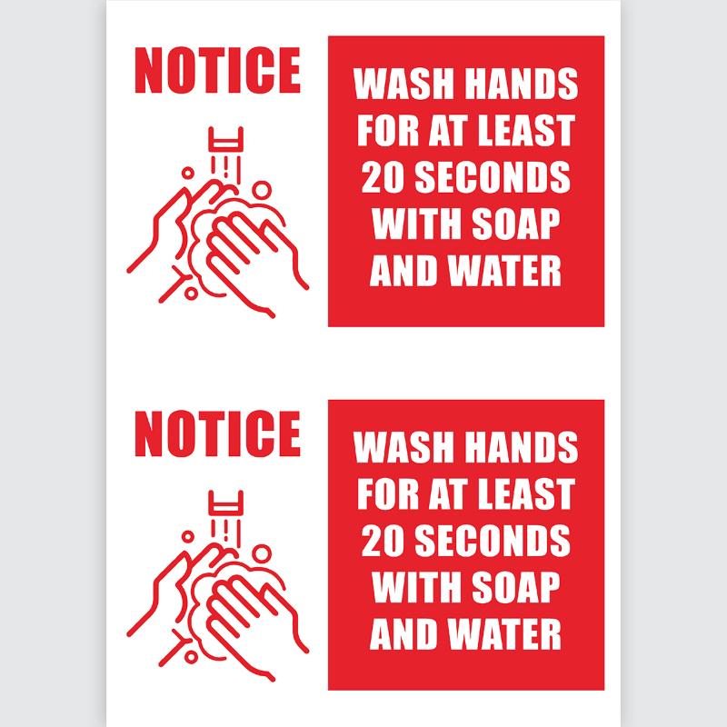 Avery self-adhesive sign in red and white, promoting handwashing with durable, weather-resistant materials for high-traffic areas.