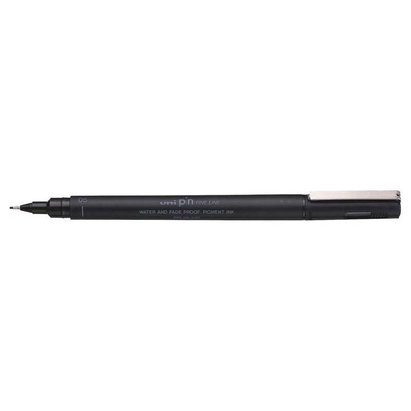 Uni Pin Fineline Permanent 0.5mm Black marker, ideal for precise illustrations with waterproof, fade-proof ink.