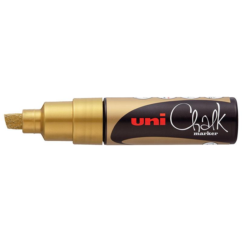 Uni Chalk Marker 8.0mm Chisel Tip Gold PWE-8K